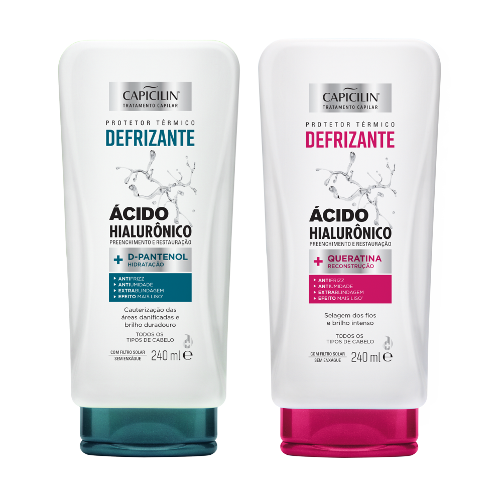Kit Defrizantes Acido Hialurônico - Queratina 250ml + D-Pantenol 240ml