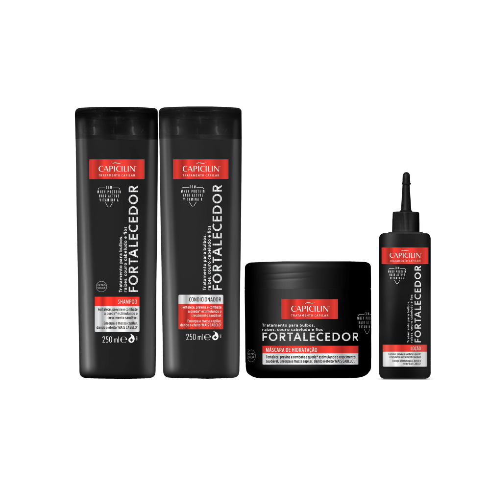 Kit Fortalecedor - Shampoo 250ml + Condicionador 250ml + Máscara 350g + Loção 100ml